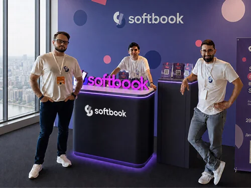 The Softbook team at the branded stand