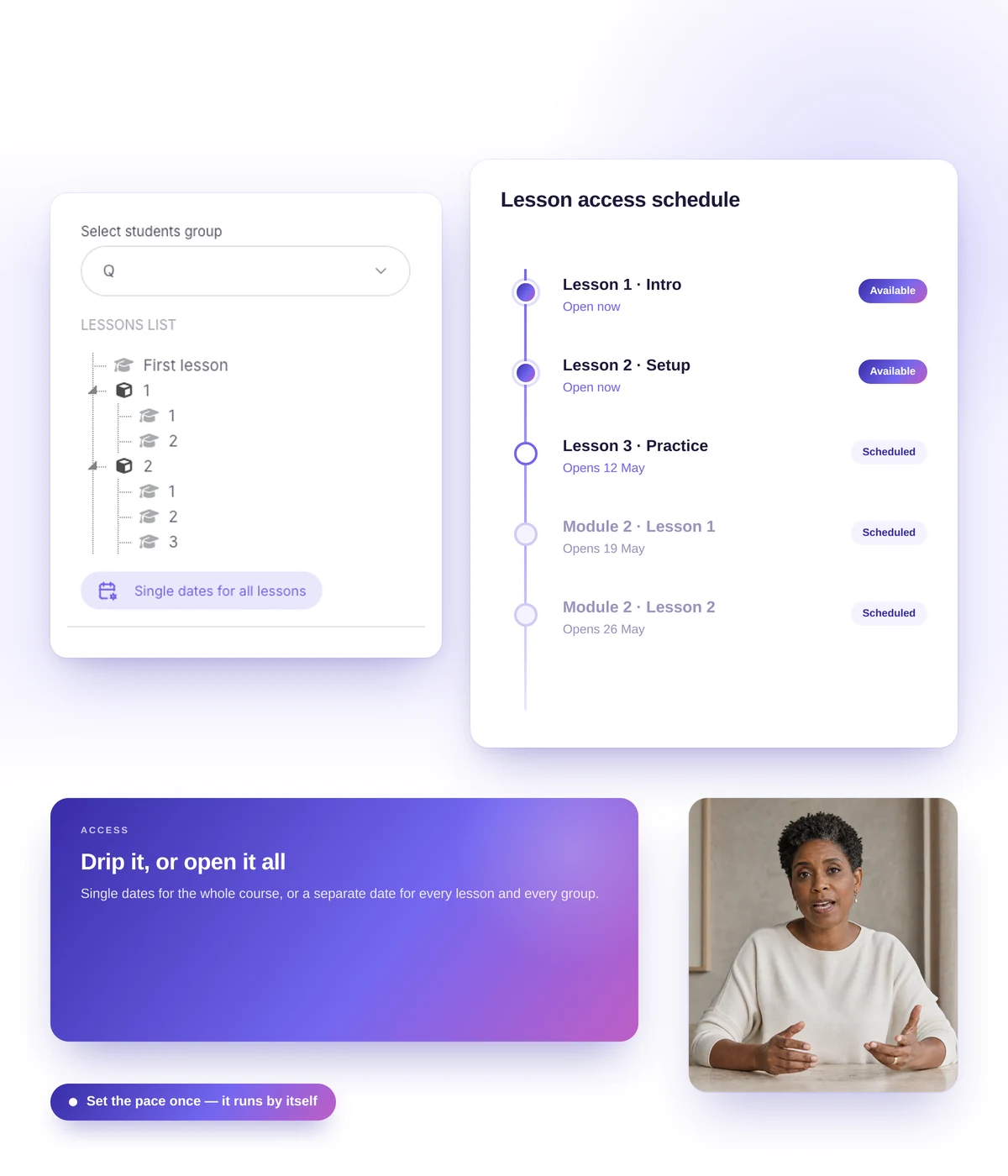 Course schedule setup in Softbook