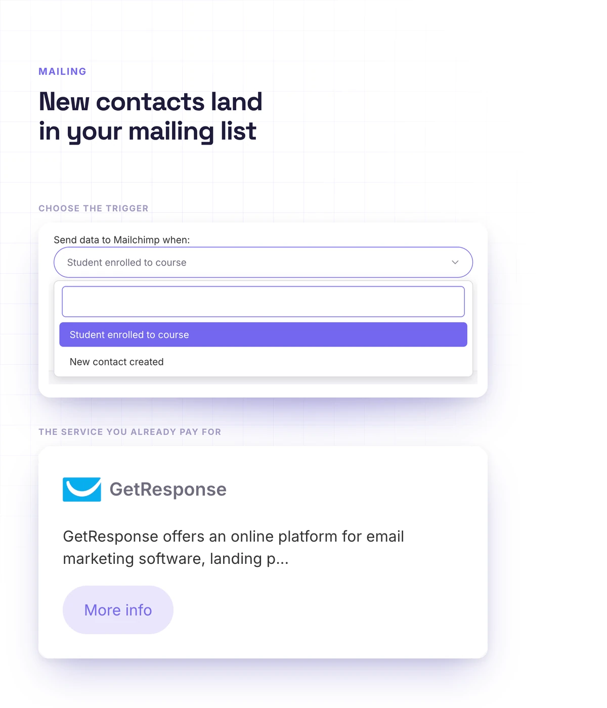 Email service integrations in the Softbook Store