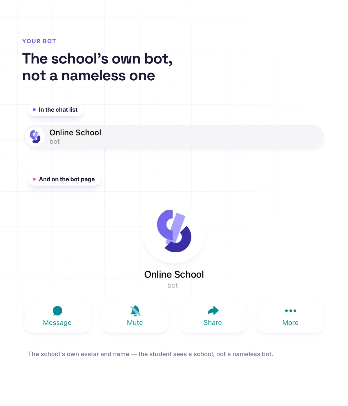 A school bot with your logo in Softbook