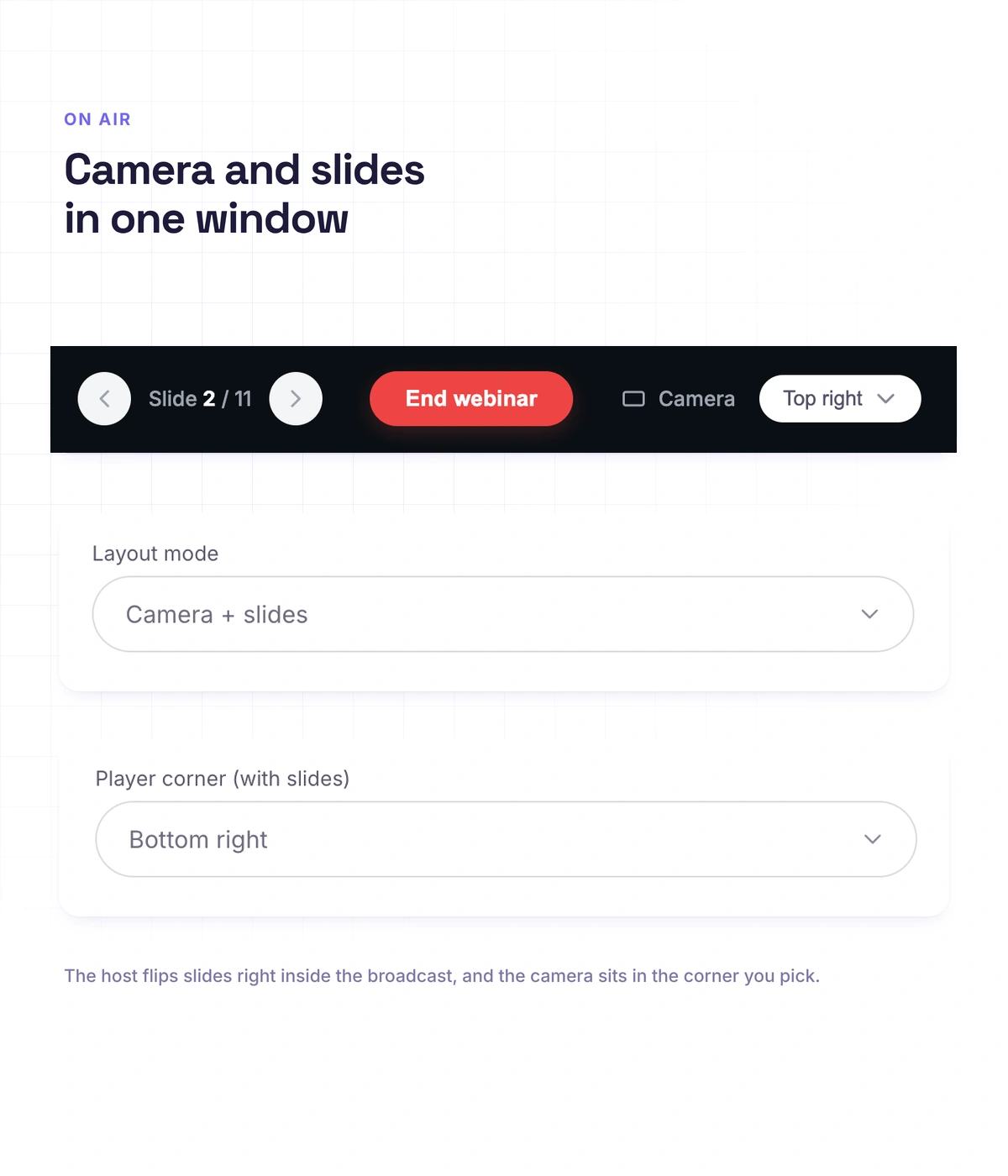 Camera-and-slides mode in a Softbook webinar
