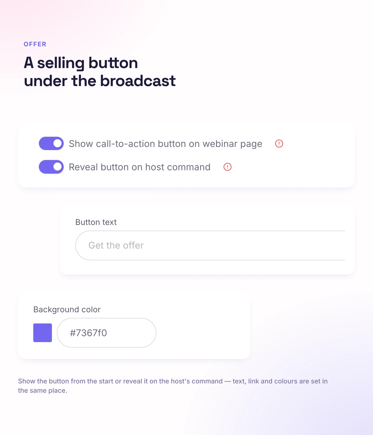 The offer button under a broadcast in Softbook