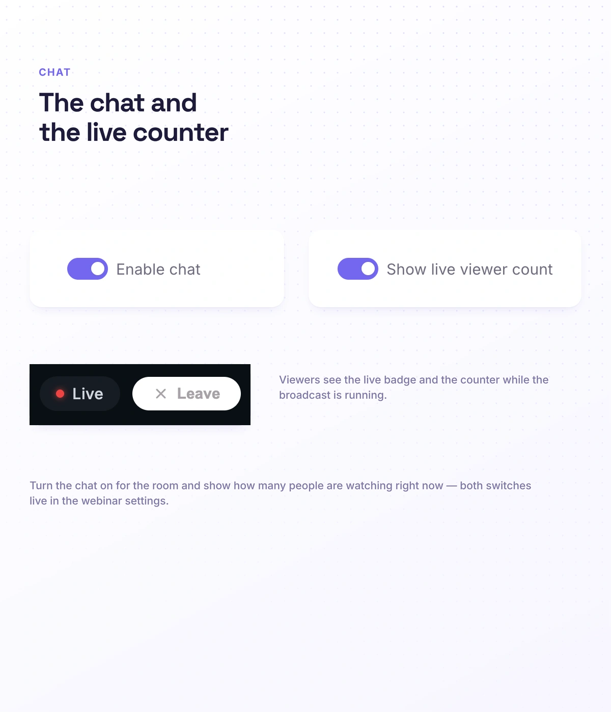 Webinar chat and viewer counter in Softbook