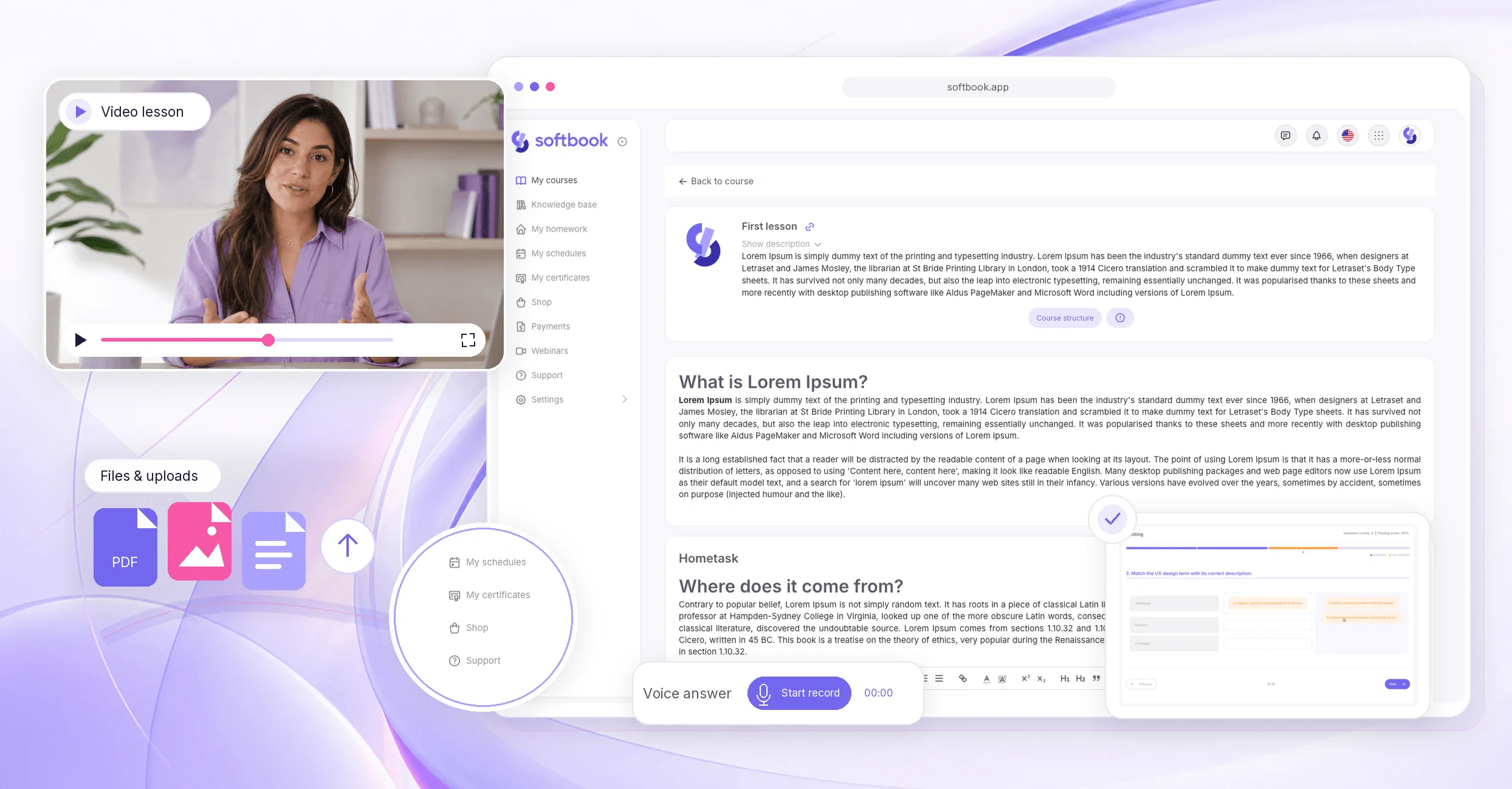 Softbook student dashboard
