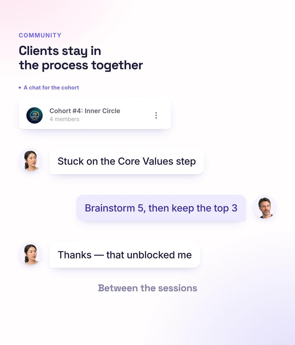Un groupe de soutien de coaching dans Softbook
