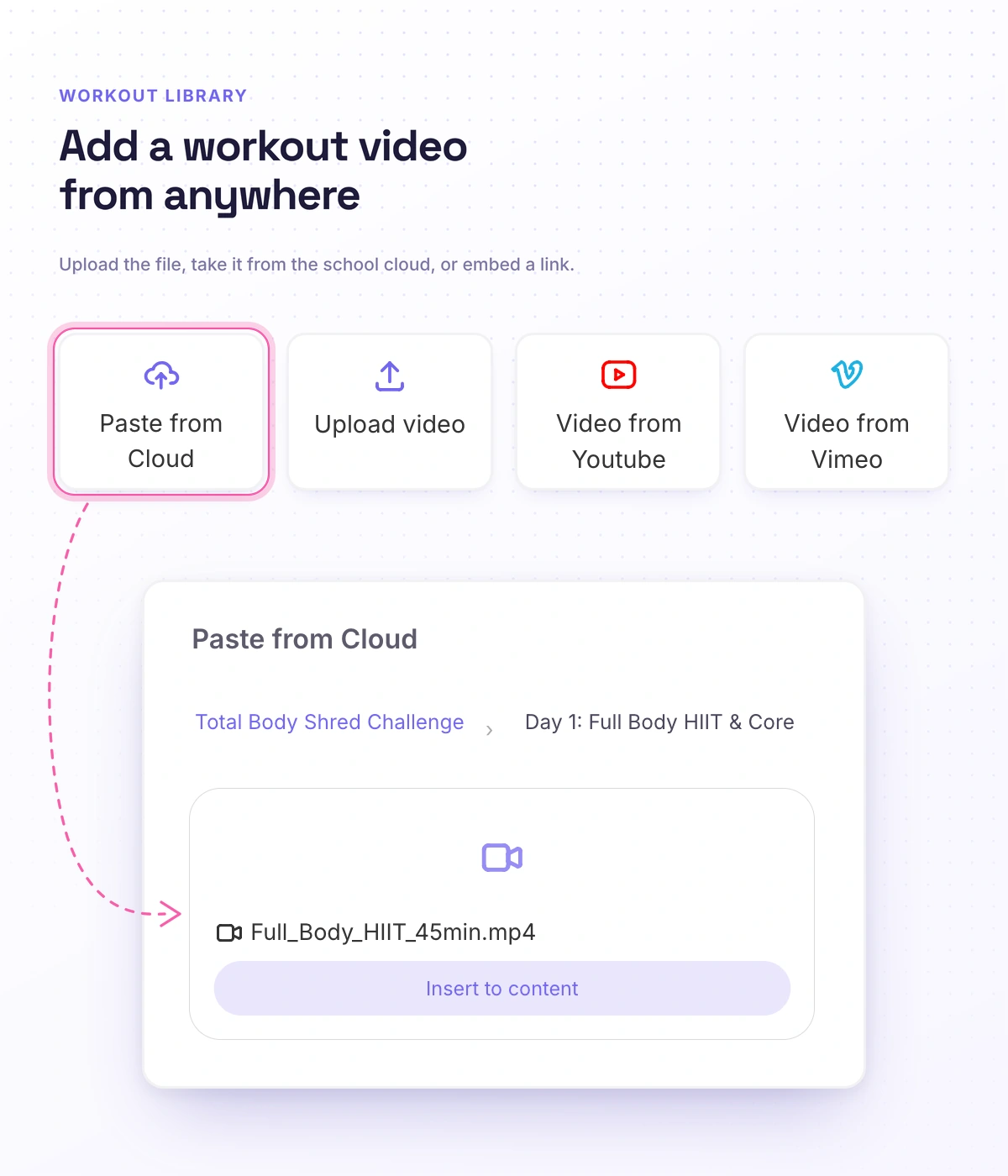 Workout video in a Softbook program