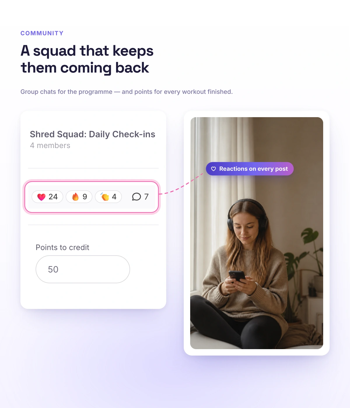 Community and points in a Softbook fitness program
