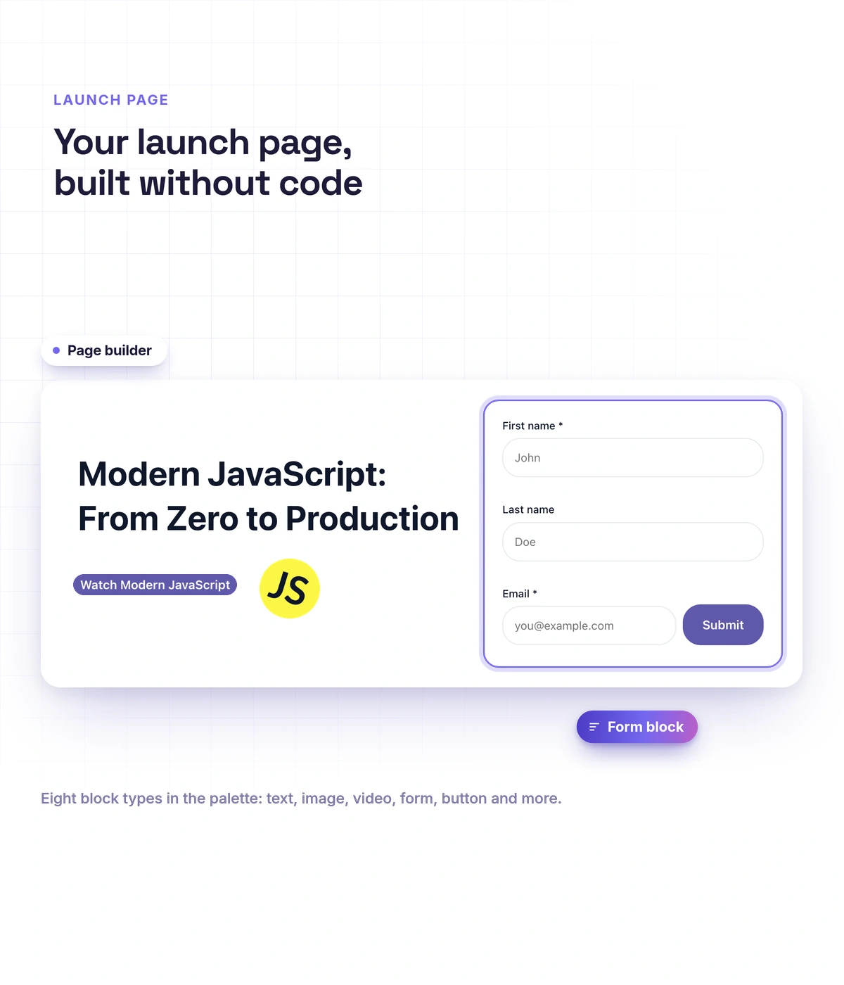 Une landing page de lancement dans Softbook