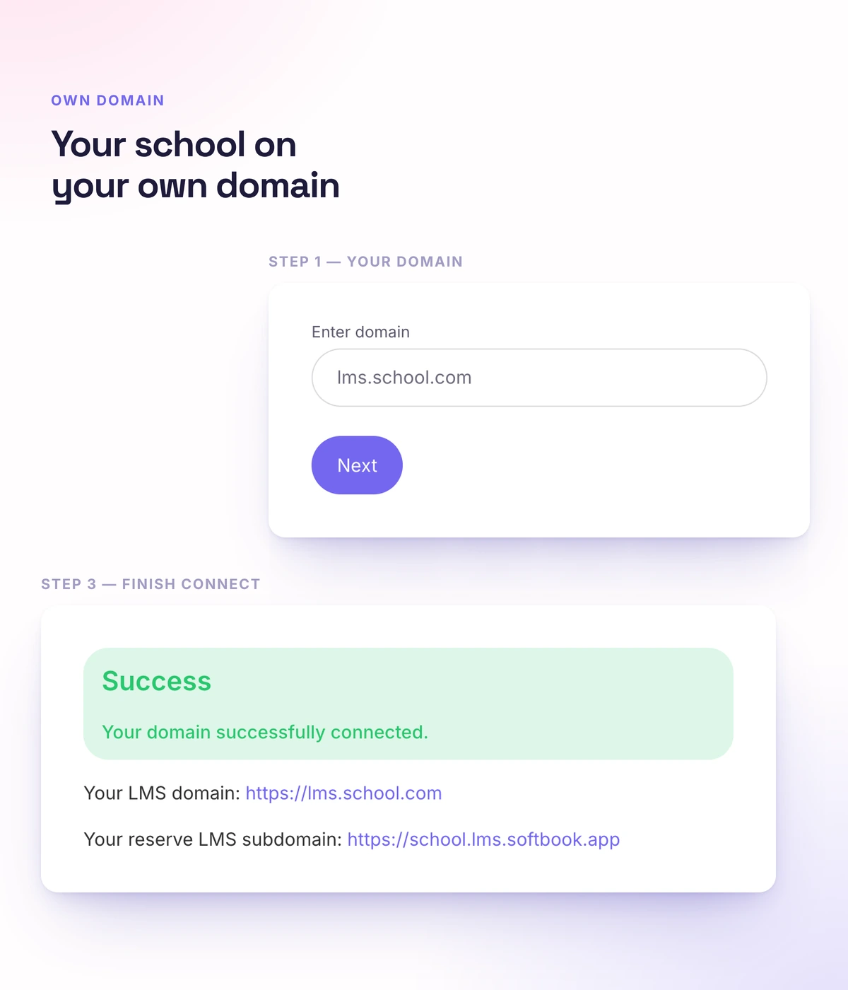 Setting up your school domain in Softbook