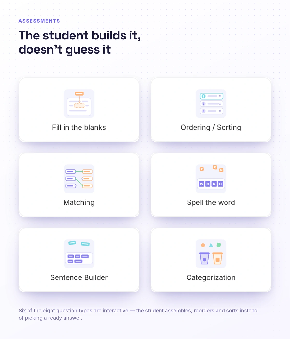 A sentence builder in a Softbook task